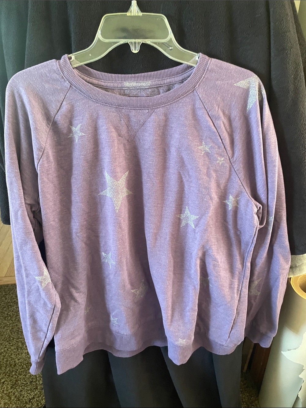 Sonoma Lavender Pullover Sweatshirt with Silver Glitter Stars